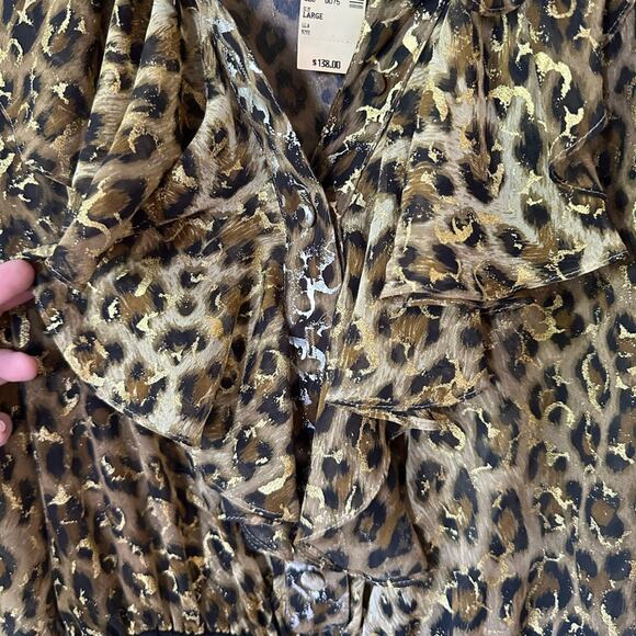 L Rothschild for Lilli Ann Bodysuit Size Large Night Life Ruffle Sheer Leopard - Picture 7 of 8